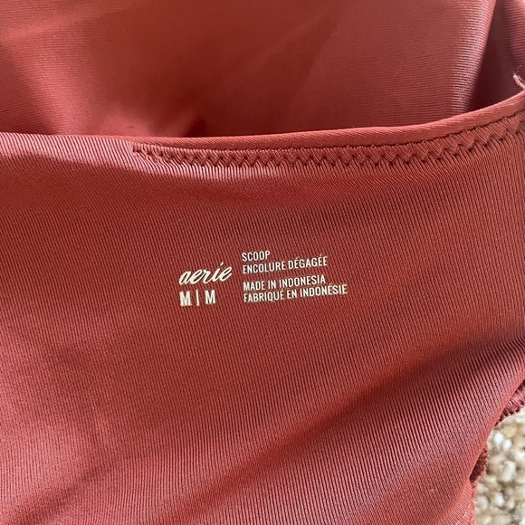 Aerie Longline Scoop Bikini Top Women’s M Rust Knot Front Keyhole Swimwear - Picture 7 of 10
